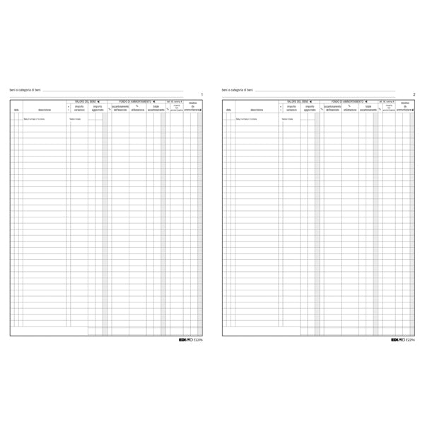 Registro cespiti ammortizzabili - 31 x 24,5cm - 47pg - numerate - Edipro