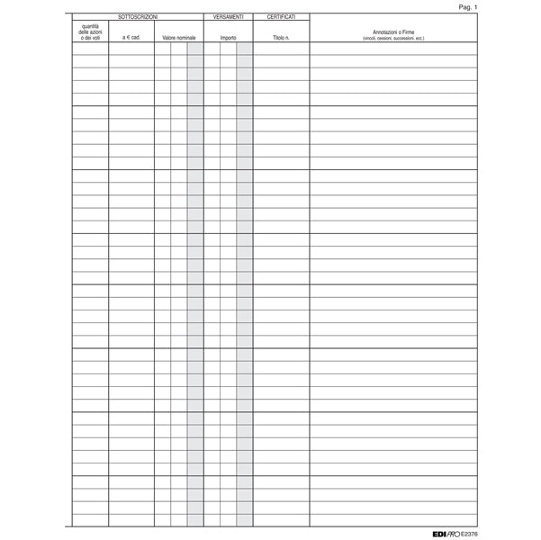 Registro libro soci SPA/SRL - 31 x 24,5 - 47pg - numerate - Edipro