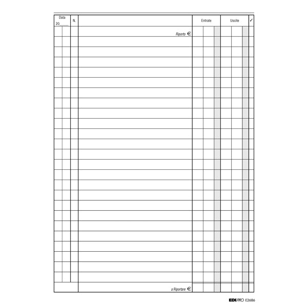 Registro cassa entrate/uscite - 24 x 17cm - 100 fogli - Edipro