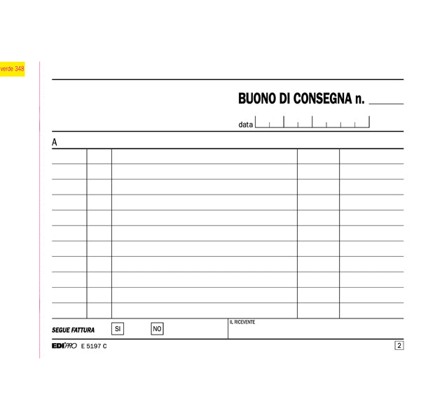 Blocco buoni di consegna - 50/50 fogli ricalcanti - 12 x 17,5cm - Edipro