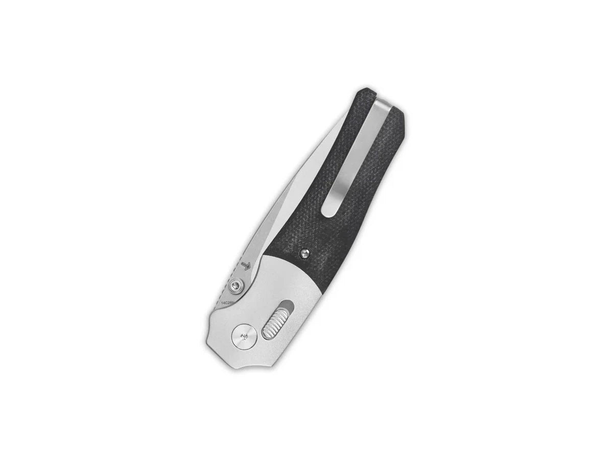 Dettaglio lama 14C28N QSP Vault micarta nera 8,3 cm 123 g glyde lock