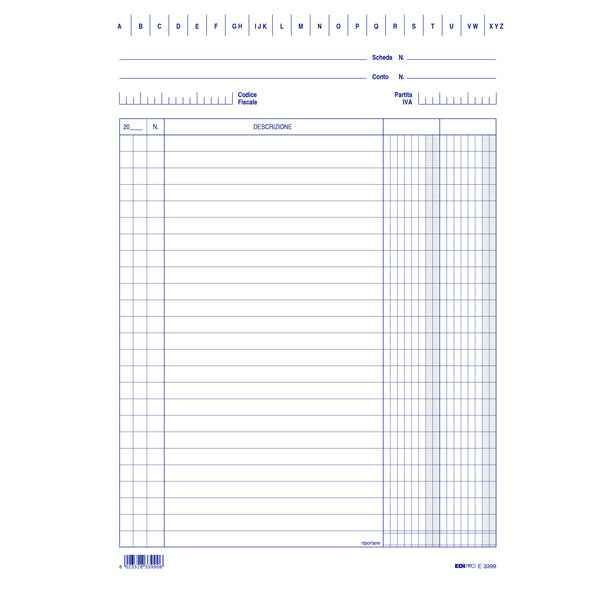 Schede - 2 colonne - 24 x 17 cm (verticale) - Edipro - conf. 100 pezzi