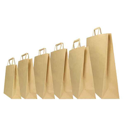 Shopper - maniglie piattina - 36 x 12 x 41 cm - carta kraft - avana - Mainetti Bags - conf. 25 pezzi