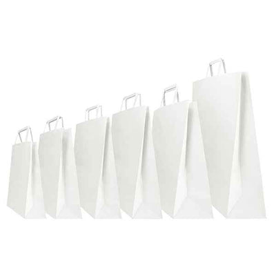 Shopper - maniglia piattina - 22 x 10 x 29 cm -  carta kraft - bianco - Mainetti Bags - conf. 25 pezzi