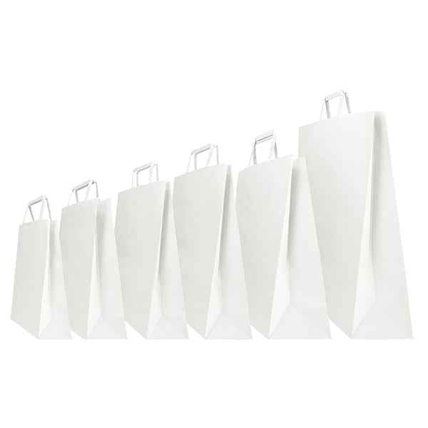 Shopper - maniglia piattina - 26 x 11 x 35 cm - carta kraft - bianco - Mainetti Bags - conf. 25 pezzi