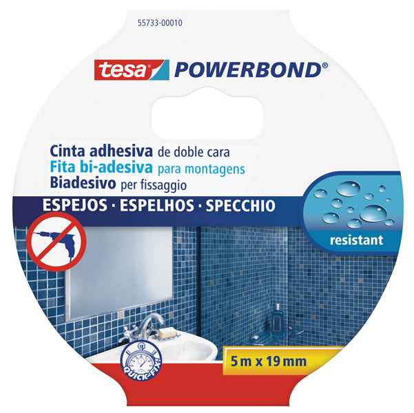 Nastro biadesivo per specchi Tesa Powerbond - 19 mm x 5 m - PE - bianco - Tesa