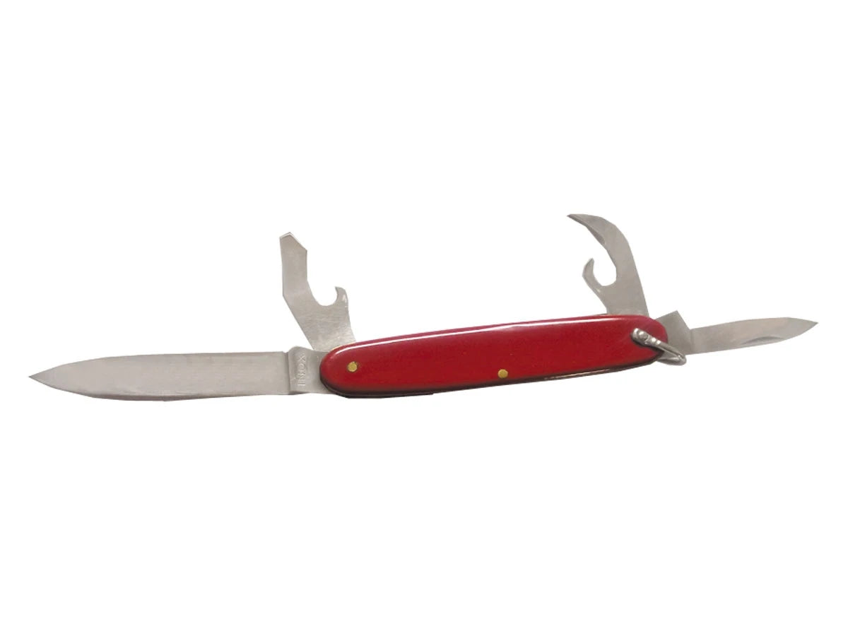 Coltello folding 4 attrezzi manico plastica rosso 21 cm Made in Italy