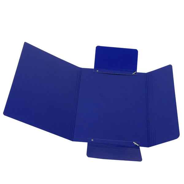 Cartella 3 lembi con elastico - A4 - dorso variabile - presspan - blu - Cartotecnica del Garda