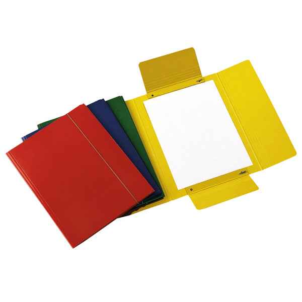 Cartella 3 lembi con elastico - A4 - dorso variabile - presspan - giallo - Cartotecnica del Garda