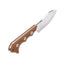 Dettaglio lama drop point D2 satinato QSP Neckmuk marrone