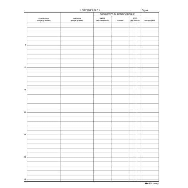 Registro persone alloggiate - 31 x 24,5cm - 46pg - Edipro