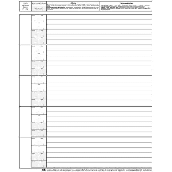 Registro antiriciclaggio operatori non finanziari - 31 x 24 - 96 fogli - Edipro