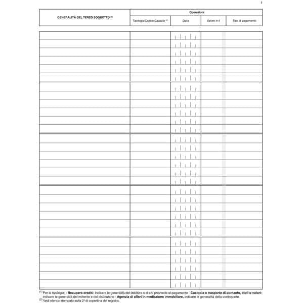 Registro antiriciclaggio operatori non finanziari - 31 x 24 - 96 fogli - Edipro