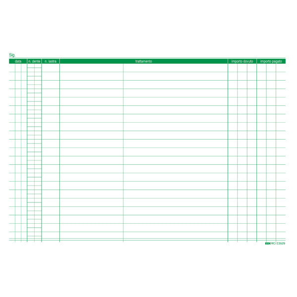 Schede in cartoncino per dentisti - 17 x 24 cm - verde - Edipro - conf. 100 pezzi