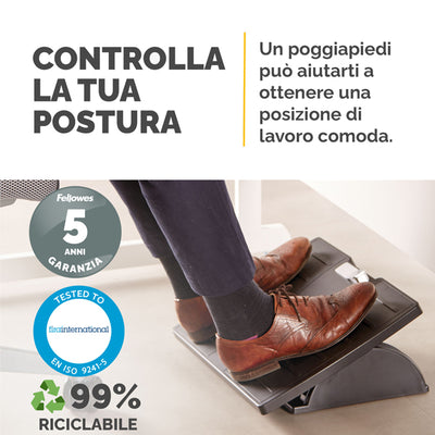 Poggiapiedi regolabile - con sistema antibatterico Microban - Fellowes