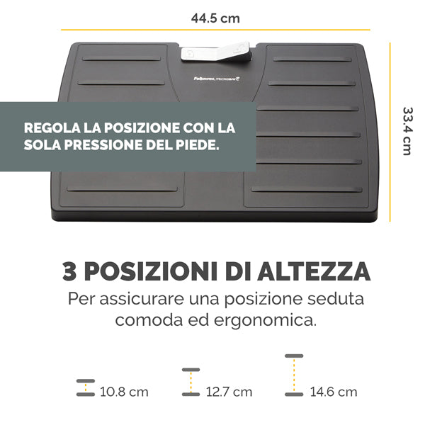 Poggiapiedi regolabile - con sistema antibatterico Microban - Fellowes