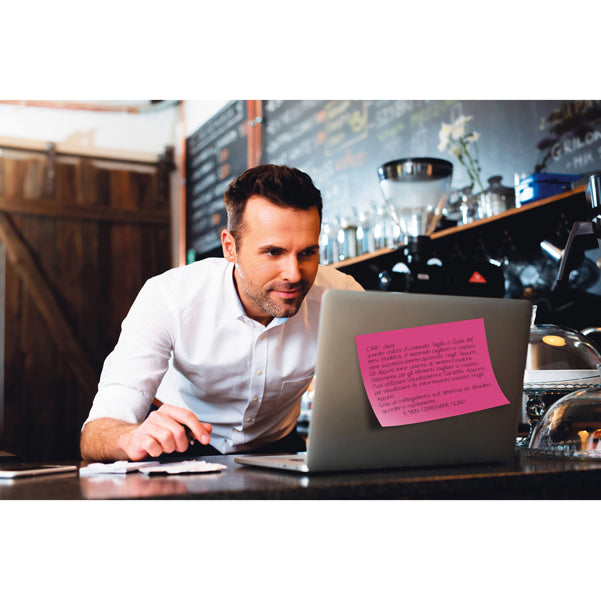 Blocco foglietti Post-it Super Sticky Meeting Notes - 6445-SSP - 152 x 101 mm - rosa/verde neon - 45 fogli - Post-it