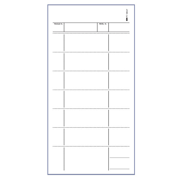 Blocco comande a 7 tagliandi - 25/25 fogli autoricalcanti - 22 x 10cm - Edipro
