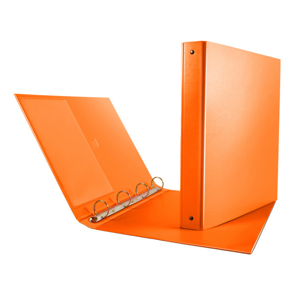 Raccoglitore Nettuno - 22 x 30 cm - 4 anelli a R 30 mm - dorso 3,5 cm - arancio - Sei Rota