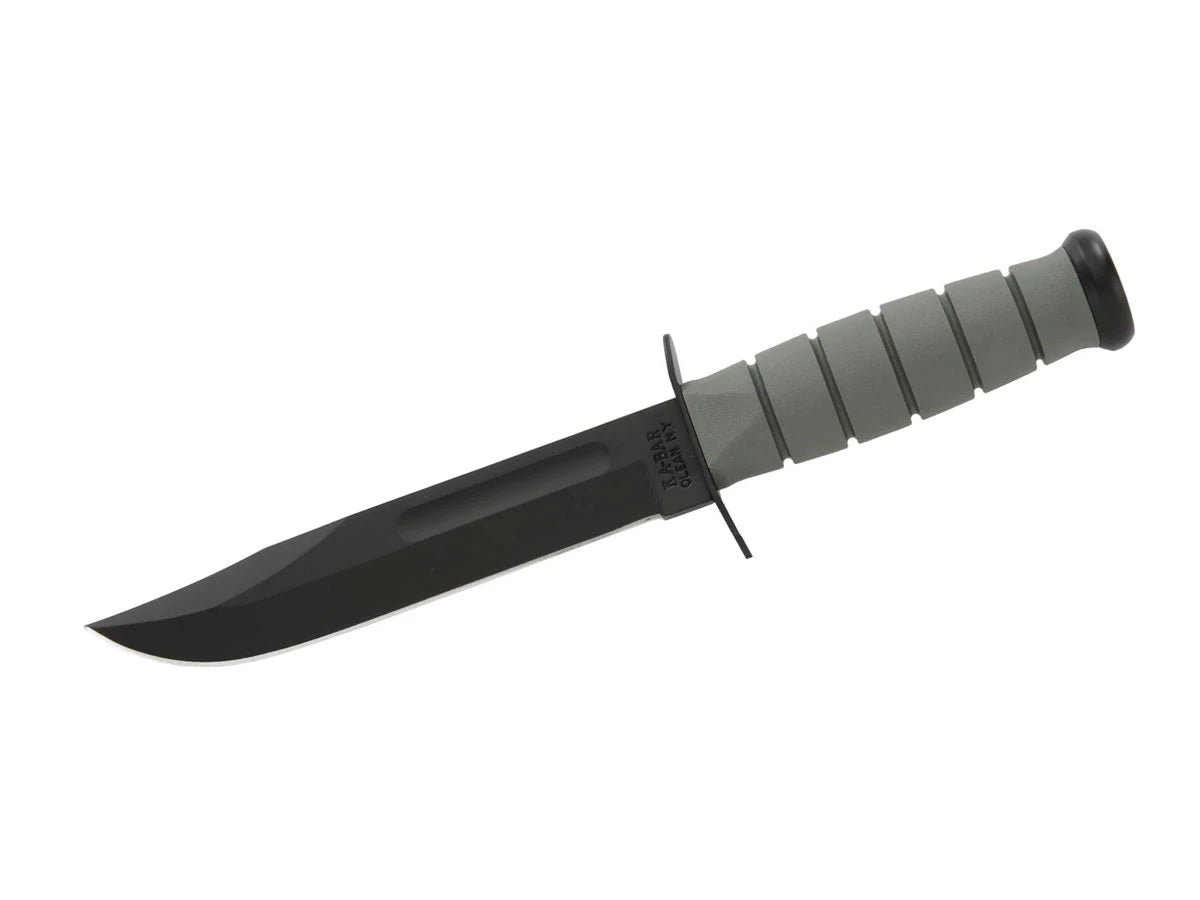 Ka-Bar Fighting/Utility 5011 lama clip point 1095 Cro-Van 17,8 cm nera manico Kraton G foliage green fodero cuoio - vista principale