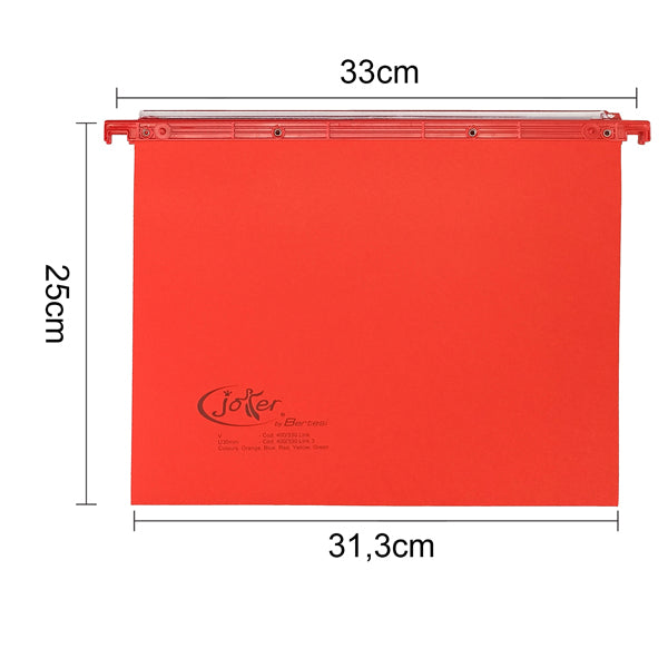 Cartella sospesa Joker - cassetto - interasse 33 cm - fondo V - 31,3 x 25 cm - rosso - Bertesi