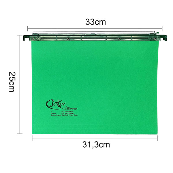 Cartella sospesa Joker - cassetto - interasse 33 cm - fondo V - 31,3 x 25 cm - verde - Bertesi