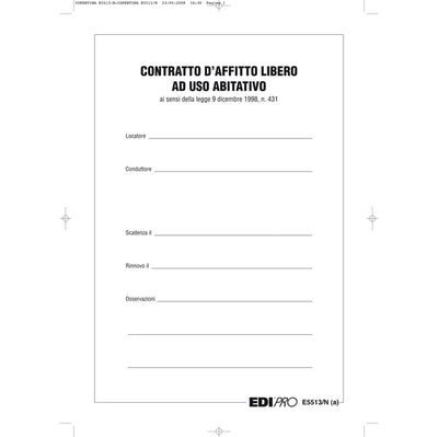 Fascicolo contratto di locazione libero - 29,7 x 21cm - Edipro