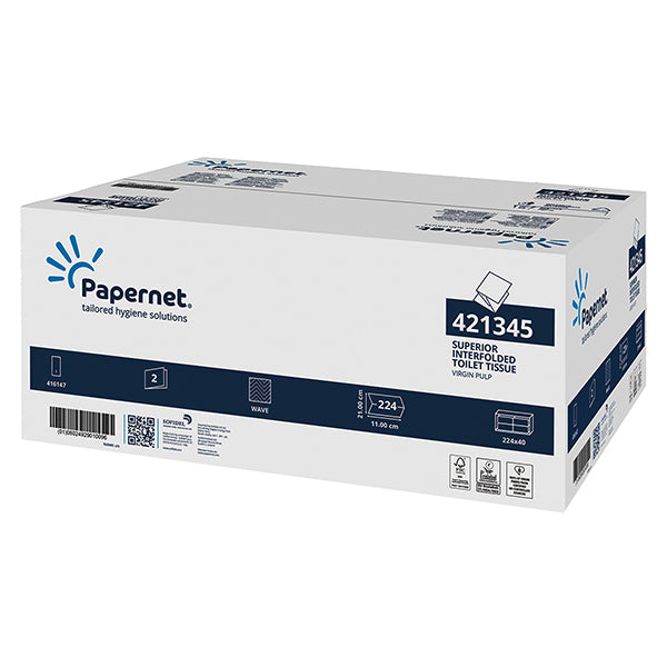 Carta igienica interfogliata - 18 gr - strappo 11x21 cm - Papernet - pacco da 224 strappi
