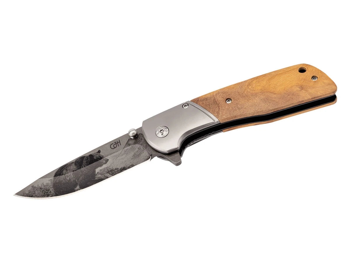 CJH Herbertz FOLDING OLIVE  WOOD "BEAR" 44161