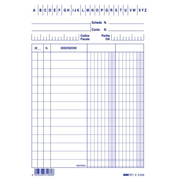 Schede - 2 colonne - 15 x 10,5 cm verticale - Edipro - conf. 100 pezzi