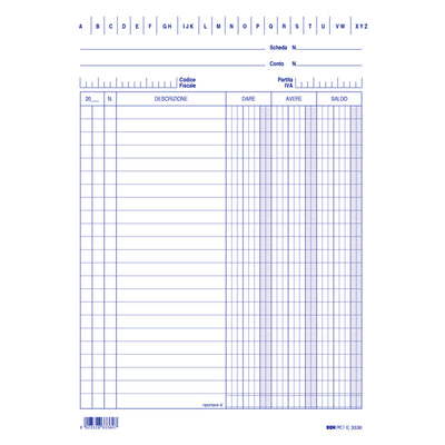 Schede - dare/avere/saldo - 21 x 15 cm - Edipro - conf. 100 pezzi