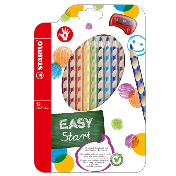 Pastelli colorati Easycolors - diametro mina 4,20 mm - per destrorsi - colori assortiti - Stabilo - astuccio 12 pezzi