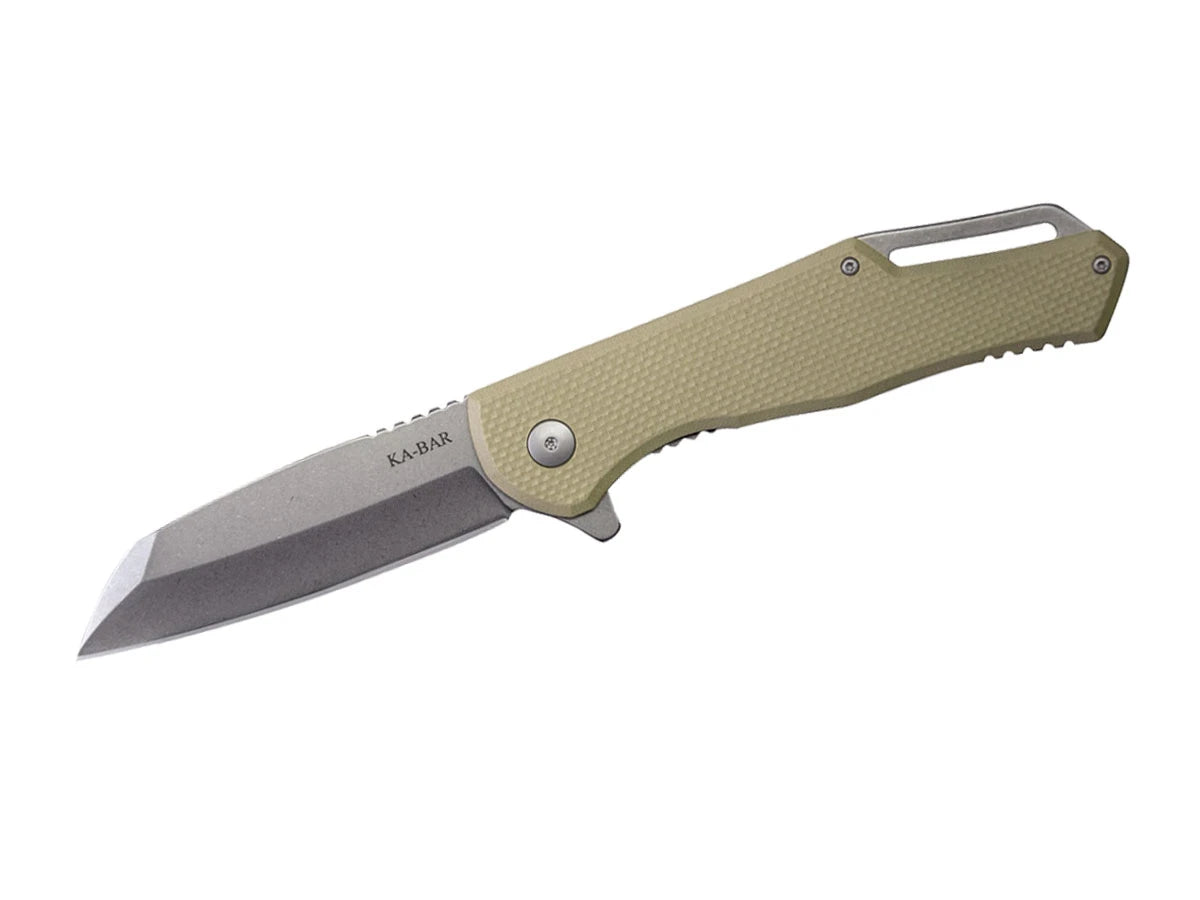 Ka-Bar Jarosz Wharncliff Flipper 7508 lama AUS-8A 8,6 cm manico G-10 sabbia titanio totale 21,3 cm 136 gr Frame Lock - vista principale