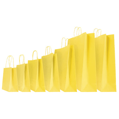 Shopper Twisted - maniglie cordino - 45 x 15 x 50 cm - carta kraft - giallo - Mainetti Bags - conf. 25 pezzi