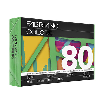 Carta Fabriano Colore - A4 - 80 gr - colori forti verde - Fabriano - conf. 500 fogli