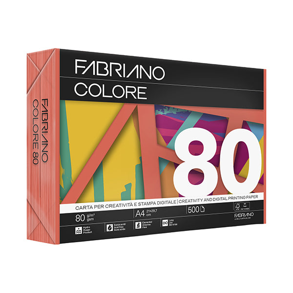 Carta Fabriano Colore - A4 - 80 gr - colori forti arancio - Fabriano - conf. 500 fogli