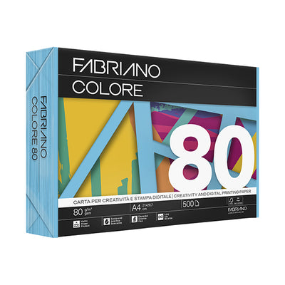 Carta Fabriano Colore - A4 - 80 gr - colori forti cielo - Fabriano - conf. 500 fogli