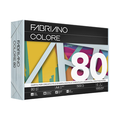 Carta Fabriano Colore - A4 - 80 gr - colori tenui celeste chiaro - Fabriano - conf. 500 fogli