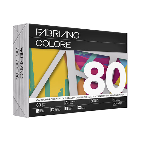 Carta Fabriano Colore - A4 - 80 gr - colori tenui grigio - Fabriano - conf. 500 fogli