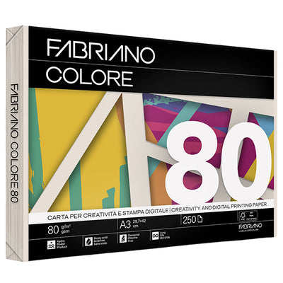 Carta Fabriano Colore - A3 - 80 gr - colori tenui avorio - Fabriano - conf. 250 fogli