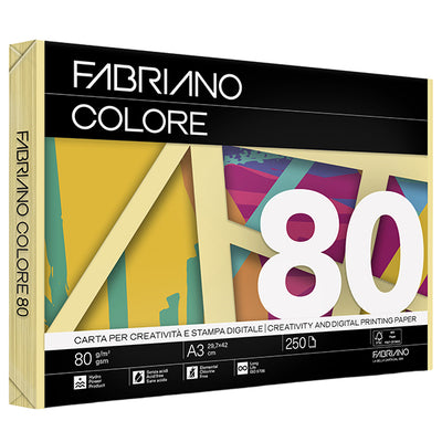 Carta Fabriano Colore - A3 - 80 gr - colori tenui banana - Fabriano - conf. 250 fogli