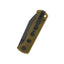 Dettaglio manico Ultem giallo QSP Canary Folder Black liner lock 69 g