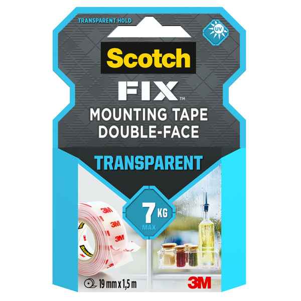 Nastro biadesivo FIX - 19 mm x 1,5 m - LDPE - trasparente - Scotch