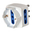 Adattatore triplo con spina 2P+T 16A - 2 prese bipasso 10/16A + 1 Schuko - MKC