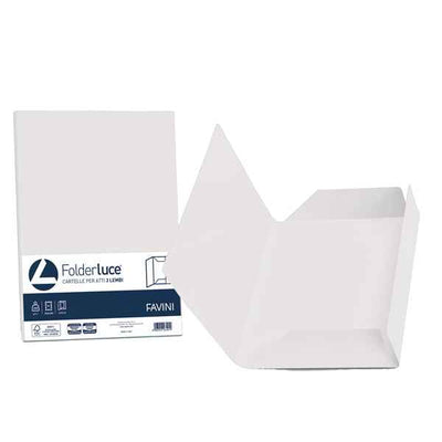 Cartellina 3 lembi Acqua - 200 gr - A4 - cartoncino bristol - bianco - Favini - conf. 25 pezzi
