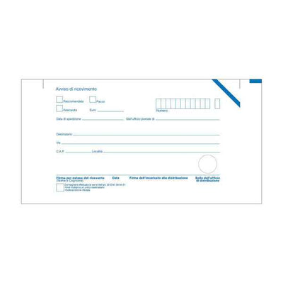 Cartolina raccomandata A/R - con adesivo rimovibile - 10 x 20cm - Edipro - conf. 100 cartoline