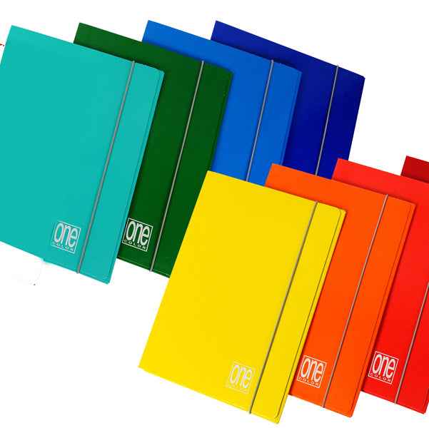 Cartella 3 lembi con elastico One Color - A4 - dorso piatto - colori brillanti - Blasetti