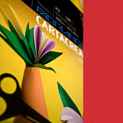 Cartoncino CartaCrea - 35 x 50 cm - 220 gr - ciliegia - Fabriano -  blister 10 fogli