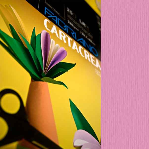 Cartoncino CartaCrea - 35 x 50 cm - 220 gr - fucsia - Fabriano - blister 10 fogli