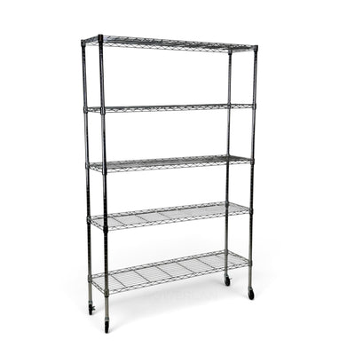 Metallika Scaffale Modulare in Acciaio Cromato 122 × 45 × H 182 cm, 5 Ripiani
